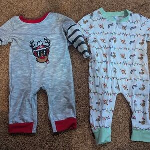 BOGO Boutique 3-6m Boys Christmas Rompers- Deer And Hunting Trio